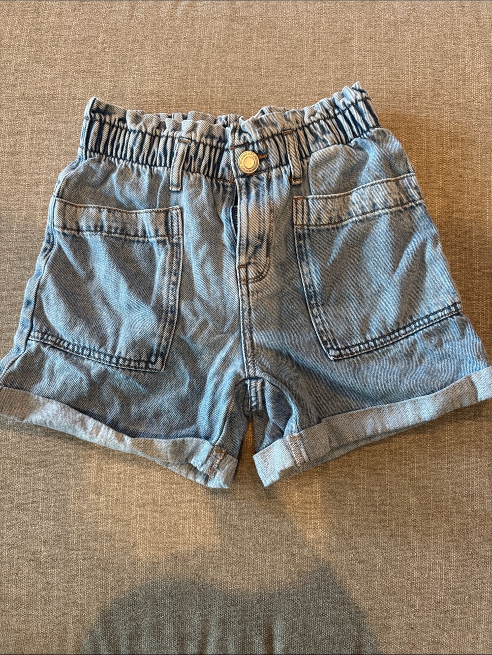 SO Light Wash Elastic Waist Denim Shorts